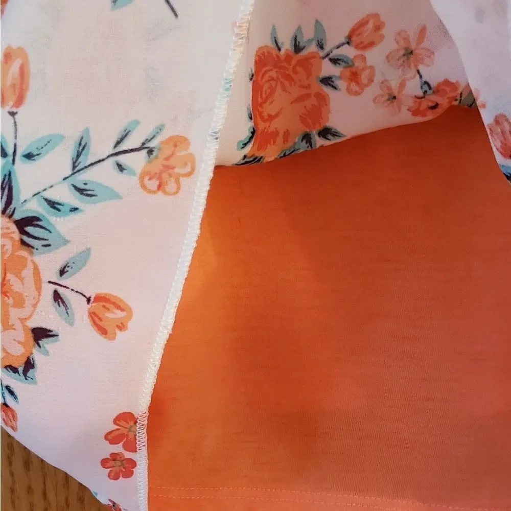 One Piece Layered Girls Flowy Floral Top Sz. 10/12